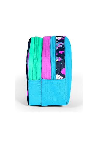 Coral High Kids Lacivert Pembe Kedili Paten Desenli İki Bölmeli Kalem Çantası 12091