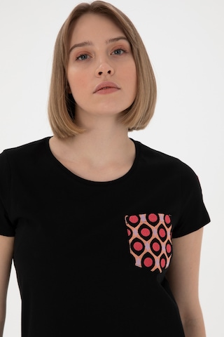 U.S. Polo Assn. Kadın Siyah Bisiklet Yaka Tişört 50305832-VR046