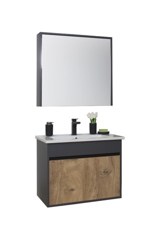 Aras Tk. Asma Alt+üst+lavabo Antrasit/atlantik Çam 55 Cm
