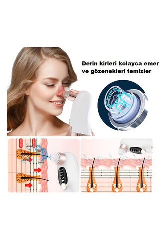 3 Modlu Vakumlu Siyah Nokta Temizleyici Su Bazlı Gözenek Temizleme Usb Şarjlı Cihaz