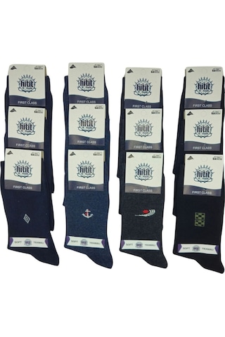 Hitit Socks Erkek Mevsimlik Desenli Soket Çorap 12'li Çok Renkli