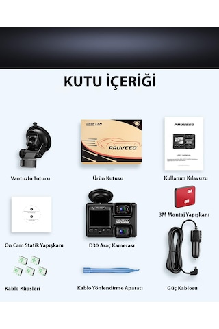 Pruveeo D30 Wi-fi 4k Araç Kamerası