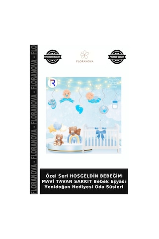 Özel Seri Hoşgeldin Bebeğim Mavi Tavan Sarkıt Bebek Eşyası Yenidoğan Hediyesi Oda Süsleri Çok Renkli