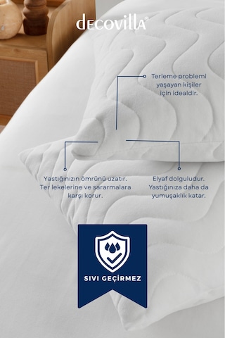 Micro Kapitone Yastık Alezi Sıvı Geçirmez Tekli Yastık Koruyucu 50x70 Beyaz