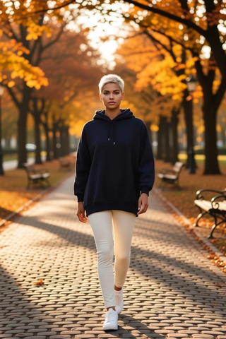 Benerly Kadın Kapüşonlu Düşük Kol Örme Geniş Kalıp Sweatshirt Fonksiyonel Lacivert