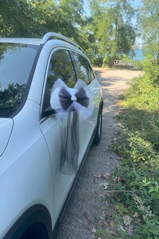 30 Adet Beyaz Siyah Kristal Tül Beyaz Latex Gül Kuyruk Detaylı Düğün Nikah Kına Sünnet Konvoy Süsü Beyaz Siyah