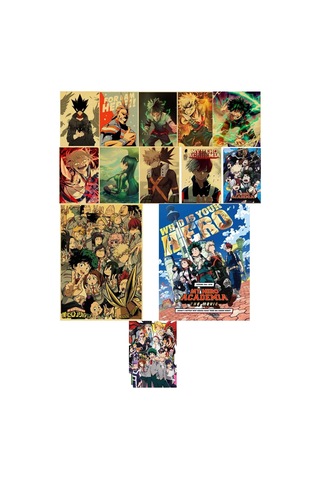 Boku No Hero Academia - Anime Duvar Retro Poster 34 Adet -10cm 15cm