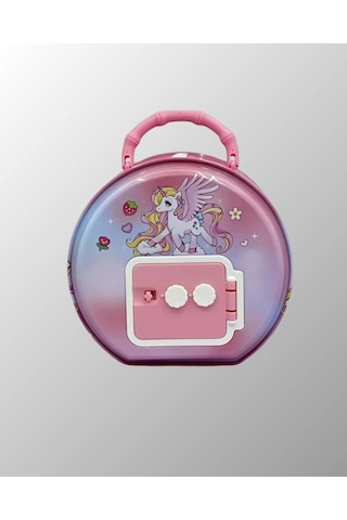 Mini Çocuk Para Kasası Güvenli Kilitli Birikim Kutusu Pembe
