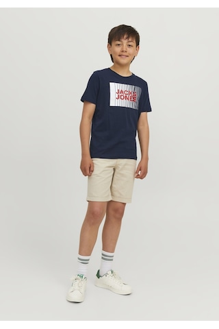 Jack & Jones Göğüs Baskılı Tişört - Corplogo 12237411 Navy Blazer Beyaz