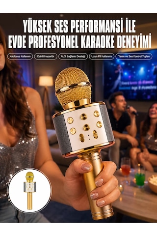 Northcity Karaoke Mikrofon Dahili Hoparlör Bluetooth Usb Aux Sd Kart Girişli