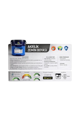 Pamukkale Akrilik Zemin Boyası 5 Kg Ral 7004 Sinyal Grisi