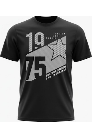 Urbantrendstore Unisex Siyah 1975 Yazılı Oversize Fit Rahat Geniş Salaş T-shirt Günlük Tişört Siyah