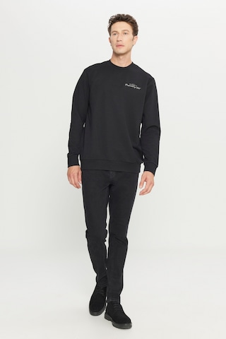 AC&Co / Altınyıldız Classics Erkek Sıyah 2 İplik Pamuklu Standart Fit Normal Kesim Rahat Bisiklet Yaka Sweatshirt Siyah