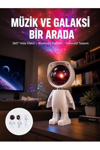Gün Batımı Projektör Lamba Astronot Görünümlü Dekoratif Masa Lambası Yeni Nesil Çokrenkli