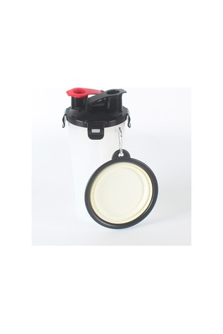 Szypzstore Pet Home Çift Odalı Pet Içme Şişesi Ve Katlanabilir Kase - Beyaz Bfbfo0