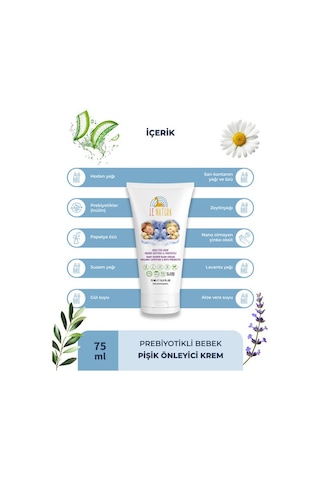 Le Natura Organik Vegan ve Prebiyotikli Bebek Pişik Kremi 75 ML