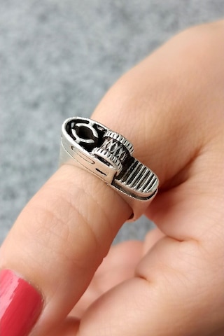 Antik Gümüş Kaplama Çakmak Şekilli El Yapımı Ayarlanabilir Erkek - 541064990