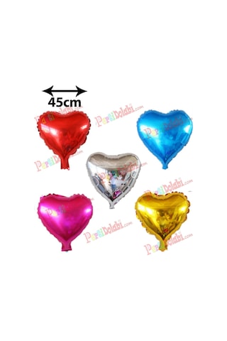 5 Adet Karışık Folyo Kalp Balon 45 CM Helyumla Uçan