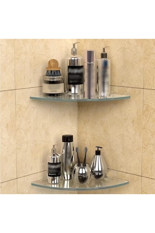 2 Adet 8mm Pleksi Hayalet V Raf Banyo Mutfak Organizer Düzenleyici Metal Ayak Bağlantlı 18cm Bej
