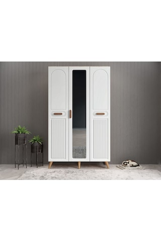 Monere Membran 3 Kapaklı Portmanto Montaj Dahil Çam Beyaz 120 Cm