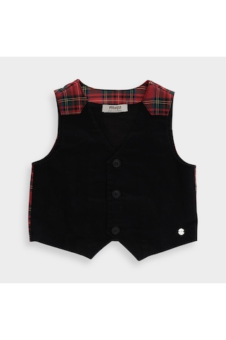 Panço Erkek Çocukarkası Ekoseli Yelek Siyah 2321bb23005-4243 001