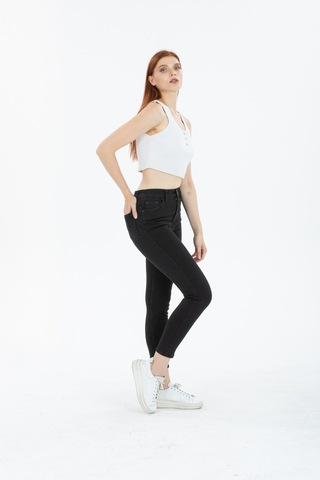 Tref Jns Snow Açık Kar Mavi Yüksek Bel Toparlayıcı Dar Paça Skinny Power Likralı Kot Pantalon Açık Mavi