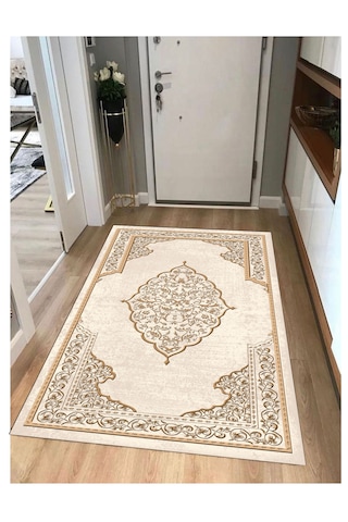 Kaymaz Tabanlı Yıkanabilir Halı Kilim Yolluk 251 Krem