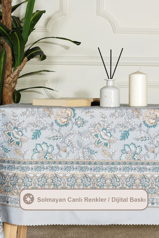 Elart Poem Masa Örtüsü Digital Baskılı 160x220 Cm Mavi Mavi