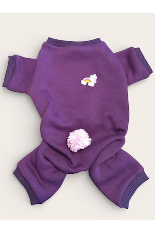 Pony Purple Ponpon Köpek Tulumu Şardonlu Polar Kumaş Küçük Irk Köpekler İçin Tüy Dökülmesini Mor L