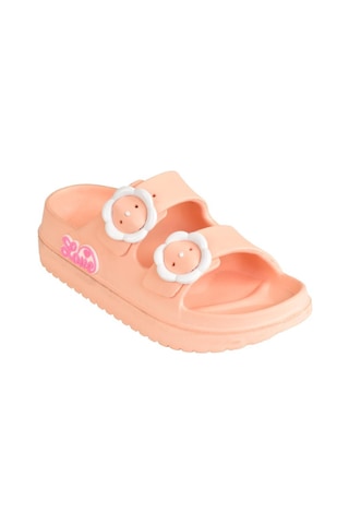 Mini Bonito Kız Çocuk Pembe / Pudra Tokalı Hafif Yumuşak Kaymaz Taban Günlük Terlik Pudra