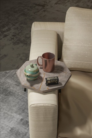 Yan Sehpa Ayarlanabilir Tepsi Dekoratif Modern Tepsi Sekizgen Gordion