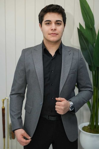 Bys Beystil Sivri Yaka Gri Ceket Simon- Slim Fit