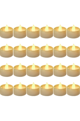 Youmex 24 Adet Isı Beyazı Parıltılı Led Mumlar - Gerçekçi Tasarım, Sönmeyen, Ev/parti Dekorasyonu, 3v Pil Dahil Renkli