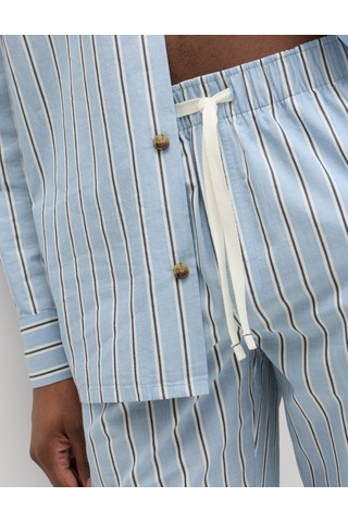 Marks & Spencer Pamuklu Çizgili Pijama Altı Mavi Mix