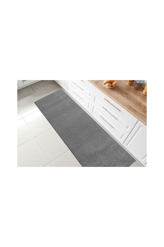 Plato Halı Opqo Oymalı Premium Oturma Odası, Salon, Antre, Yıkanabilir Polyester Kaymaz Taban Gri Halı