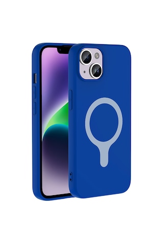 iPhone Uyumlu 13 Kılıf M-safe Şarj Özellikli Mbfx Aris Silikon Kapak - Saks Mavi Çok Renkli