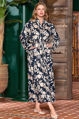 Cossy By Aqua 25198 Kadın Uzun Kollu Çiçek Desen Dik Yaka Uzun Elbise-çiçekli Çok Renkli