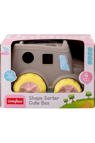 Bultak Otobüs Şekil Eşleştirme Oyuncağı 1 Yaş+ Montessori Eğitim Seti Pembe