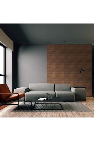1m² 50cmx50cm 4 Adet Kahverengi 3d Abs Pvc Çizgili Desenli Dayanıklı Duvar Paneli Silinebilir