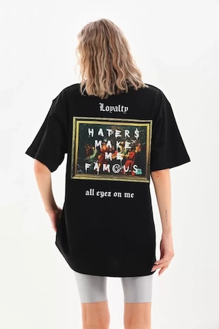 Modi Unisex Baskılı Oversize T-shirt - Siyah - Mymg96250