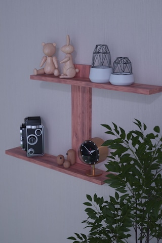 Dekorfim DF05104AC Dekoratif Z Raf Kitaplık Duvar Rafı İkili Raf