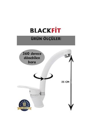 Beyaz Mix Eviye Bataryası Çift Su Girişli Aç Kapa Mutfak Bataryası Beyaz