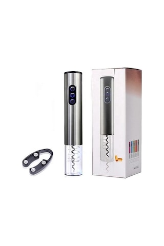 Jzcat Led Otomatik Mantar Vida Profesyonel Elektrikli Şarap Şişesi Açacağı Seti Gümüş