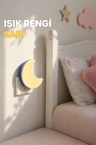 Yarım Ay Gece Lambası On/off Tuşlu Koridor Hol Işığı Uyuma Işığı Sarı K6975