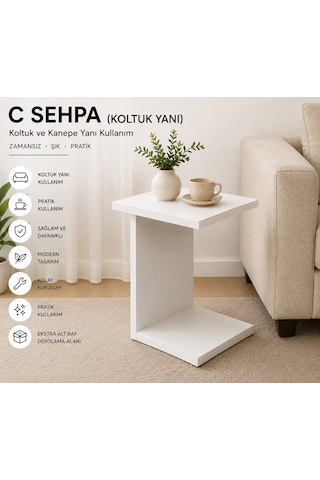 C Sehpa Koltuk Yanı Beyaz