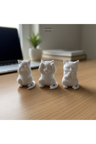 Dekoratif 3 Bilge Kedi Görmedim, Duymadım, Bilmiyorum 3 Maymun