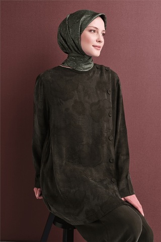 Armine İpek Eşarp 2027 Kış - 9631-52 Koyu Haki Sura