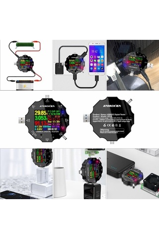 Atorch Ud18 18-arayüz Çok Bağlantı Noktalı Dijital Multimetre Dc5.5 / Usb 3.0 / Tip-c Sıcaklık Güç Akım Test Cihazı Gerilim Dedektörü