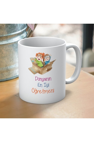 Dünyanın En İyi Öğretmeni Yazılı Kupa Öğretmenler Günü İçin En Tatlı Hediye Beyaz