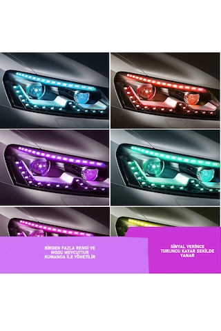 Far İçi Kristal Kayar Led Sinyalli Rgb Kumandalı